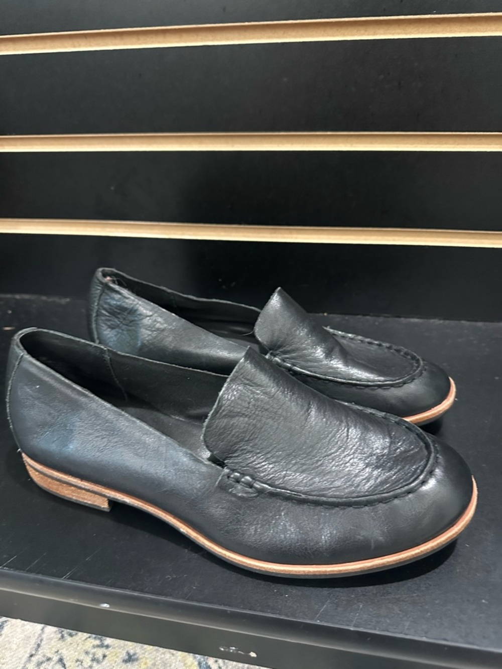 Kork-Ease Classic Genuine Black Leather Women's Slip-On Loafers